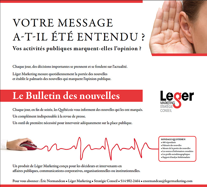 <p>Annonce pour Léger Marketing</p>